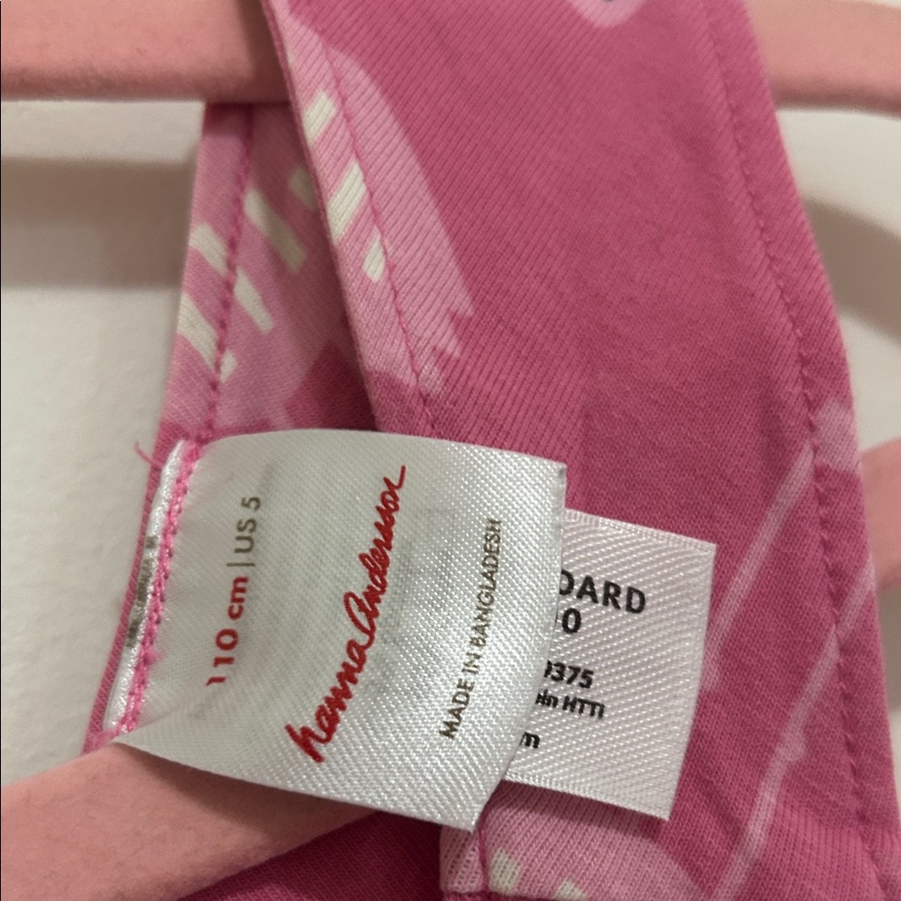 Girls Pink Flamingo Print Hanna Anderson Dress Side 5 - Picture 2 of 3